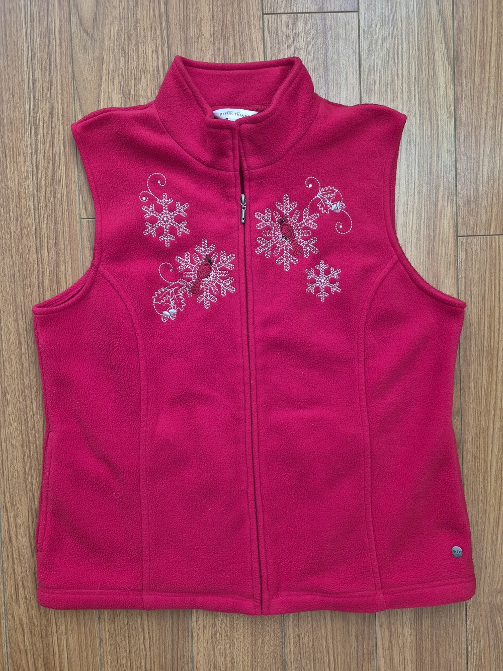 Northern Reflections Fleece Vest Embroidered in Red
